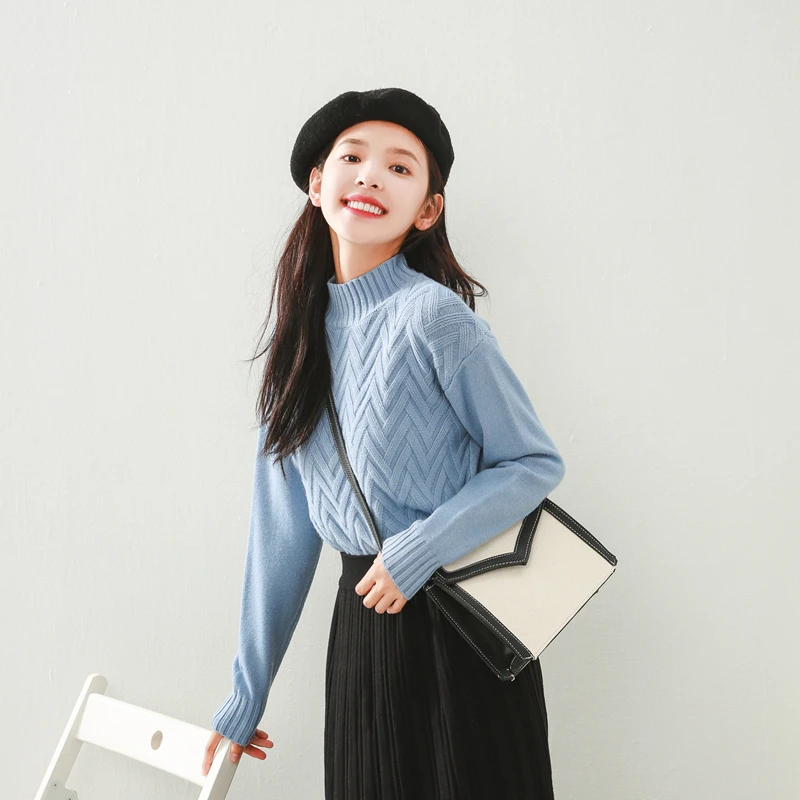 

A New hooded pullover cardigan women's winter all-match short slim slimming upper coat long-sleeved mid-high collar