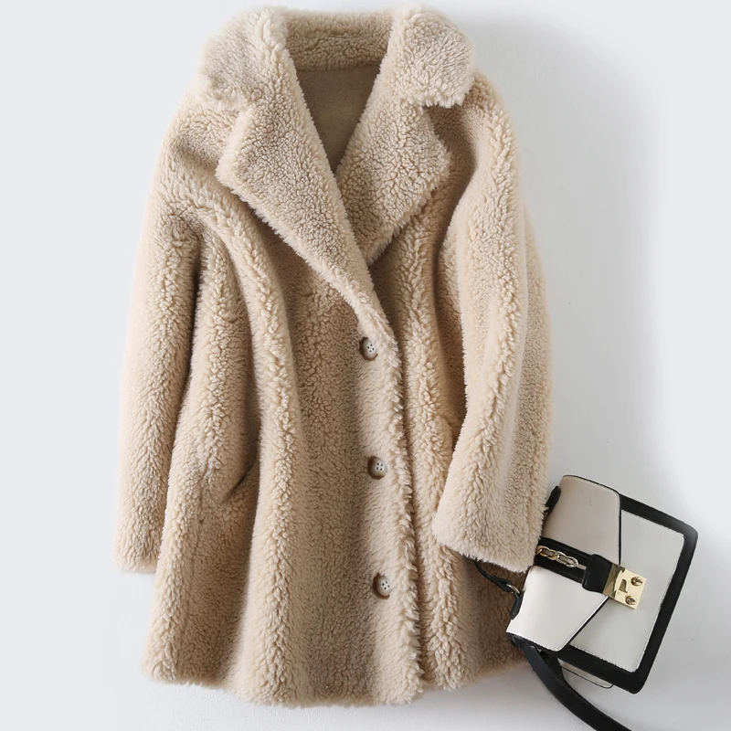 

2023 Autumn Winter New Particle Lamb Fur Coat Women Korean Long Sleeves Warm Sheep Shearing Outerwear Female Fur Jacket H2491
