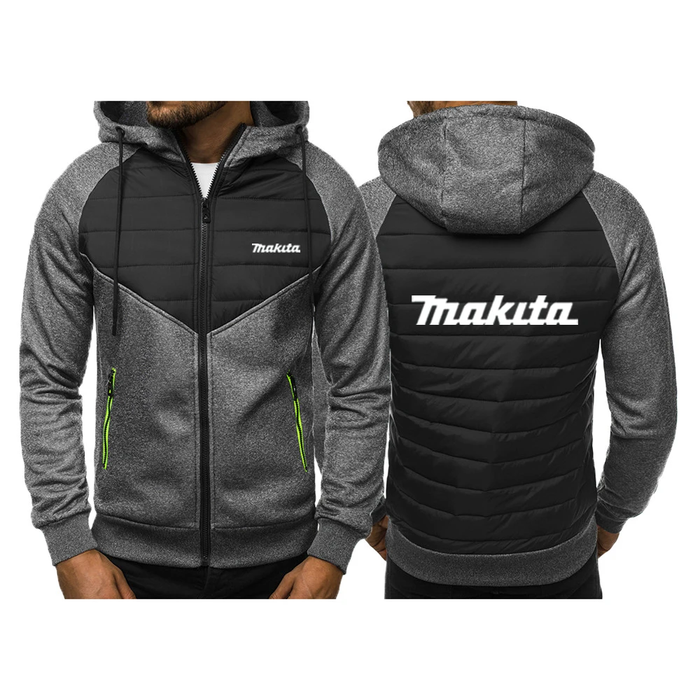 

Fashion New Makita Logo 2022 Printing Hoody Spliced Jacket Coat Printed Men Hoodies Casual Coat Hooded Fleece Zipper Streetwear