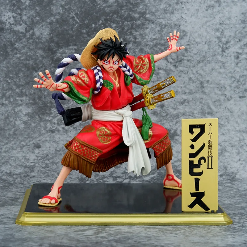 

One Piece Animation Kabuki Straw Hat Pirate Luffy Kimono And Country Sauron Hand-made Action Figures Model Toy For Children