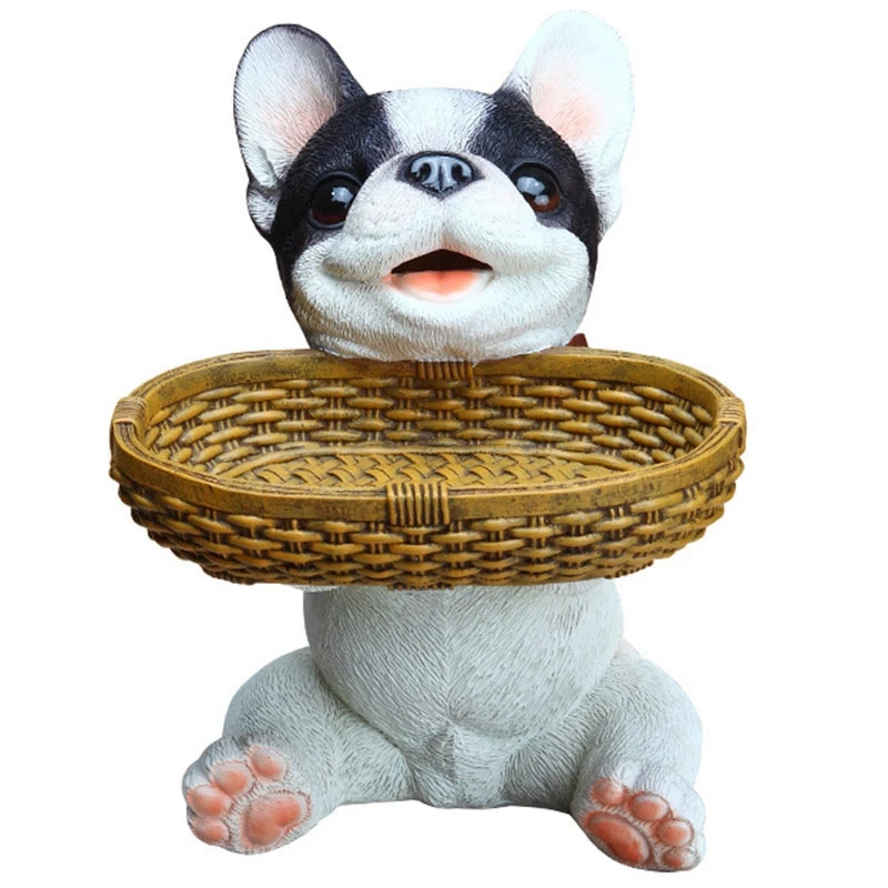 

Скандинавская статуя мопса французского бульдога, статуя из искусственной смолы, скульптура Шиба-ину, украшение для дома, черный + белый