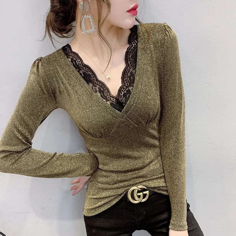 

2022 Spring New Original Design Sexy Lace Slim Fit Top Long-sleeved T-shirt Women Clothing Women T Shirt for Women