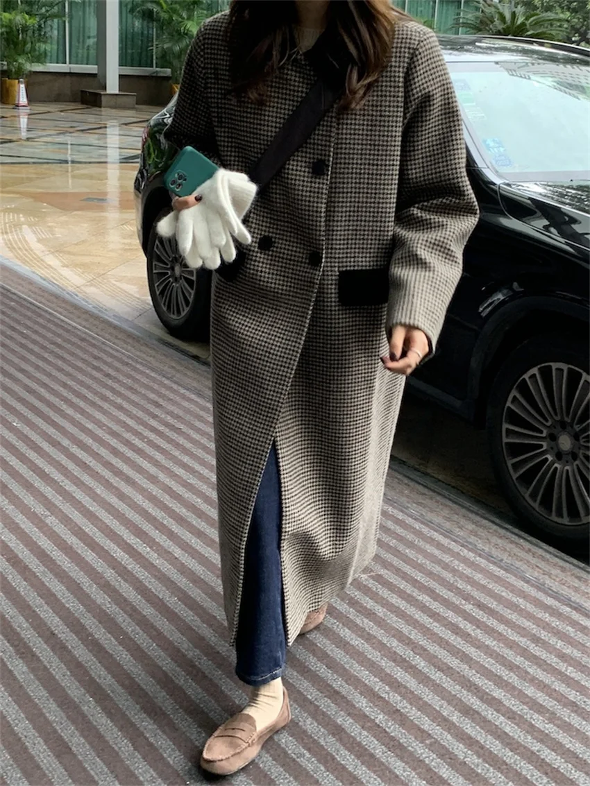 

Тренчкот Alien Kitty в стиле ретро с рисунком «гусиные лапки», женский элегантный офисный Дамский тренчкот, осенняя одежда для работы, тонкая нежная новая классическая шерстяная куртка на каждый день, 2023