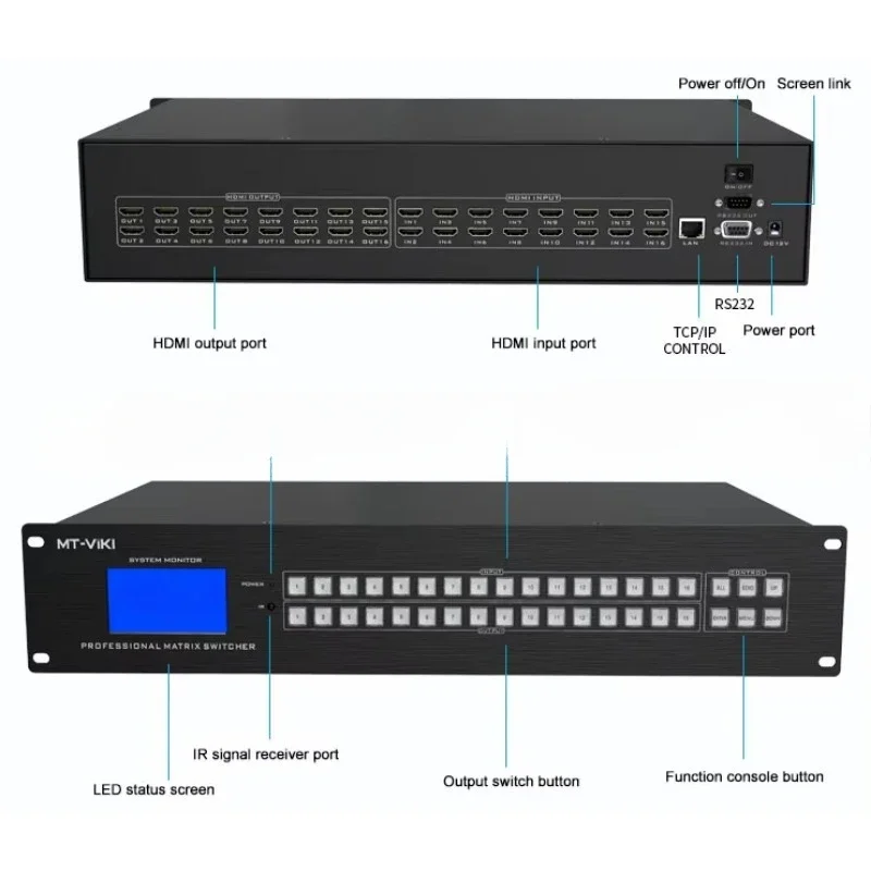 Матричный коммутатор видео HDMI 4K 30 Гц 16x16 16 в 1 MT-VIKI доступен для 4x4 8x8 8x16 32x32 36x36 72x72