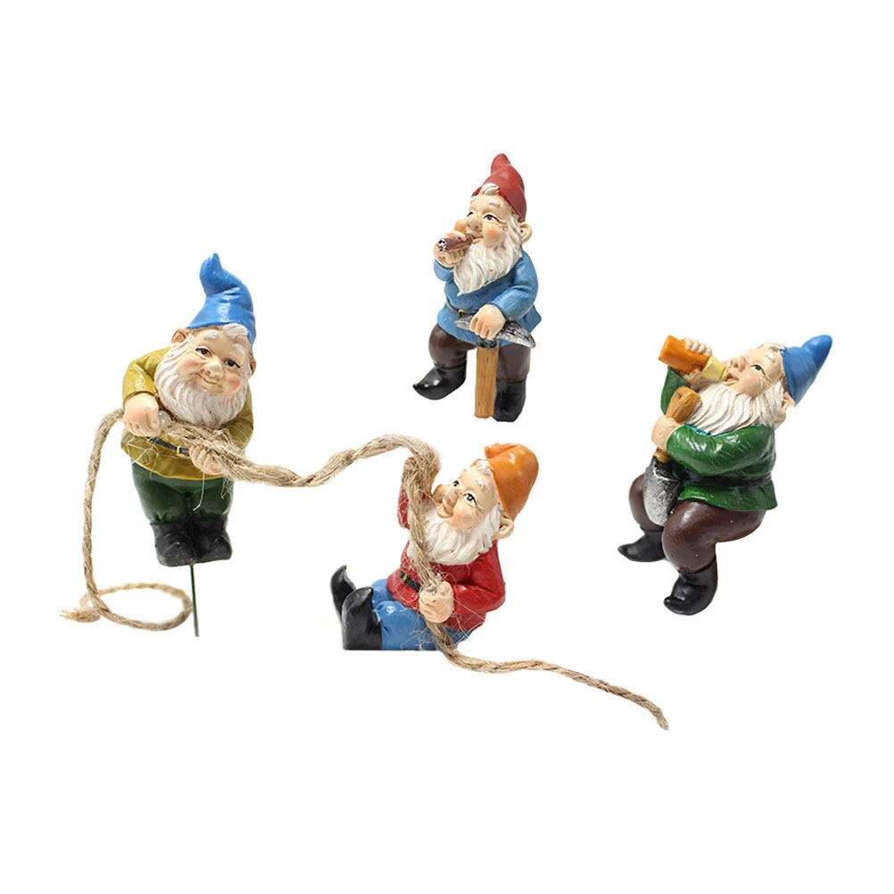 

4 Pcs Toy Resin Ornament Light Outdoor Flower Pots Household Gnome Decoration Craft Yard Scene Adornment Dollhouse