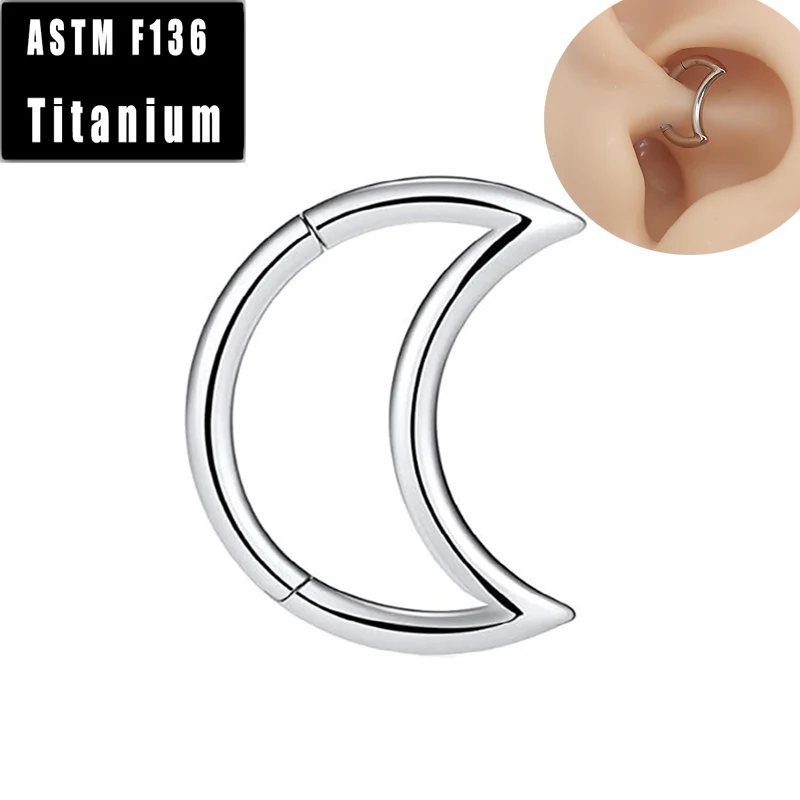 

ASTM F136 Titanium Nose Ring Septum Cliker Piercing Crescent Hinged Segment Hoop Ear Cartilage Tragus Helix Earrings Jewelry
