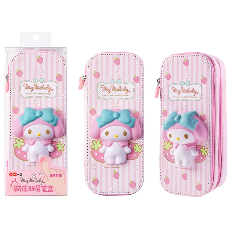 

Sanrio Kawaii Anime Hello Kitty My Melody Decompression Double-Layer Pen Case Cute Cartoon Large Capacity Pencil Case Kid Gifts