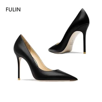 real leather luxury classic womens pumps pointed toe thin heel simple sexy high heels shoes comfortable elegant office shoes 44