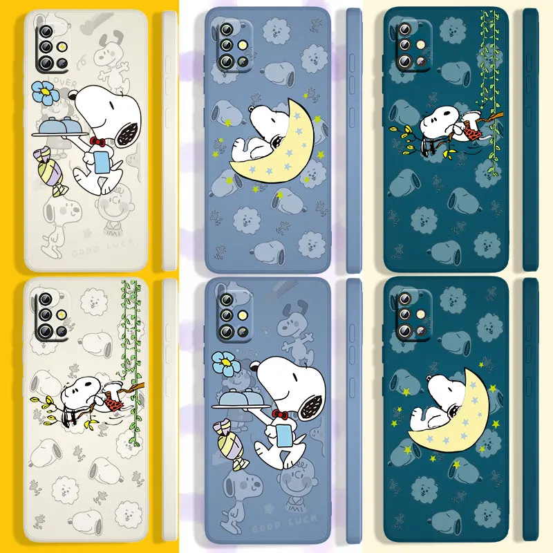 

Super nice Snoopy For Samsung Galaxy A73 A72 A71 A53 A52 A51 A42 A33 A32 A31 A22 A21 A11 Liquid Rope Cover Funda Phone Case Capa