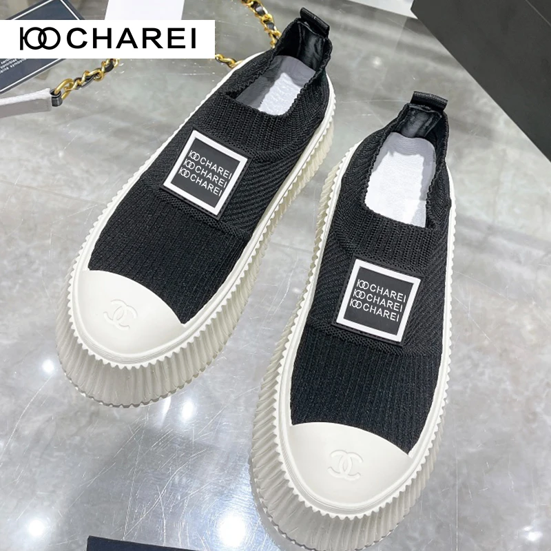 

2022 Franch charei women's shoes sports shoes flying woven mesh spliced head leather, original high quality,with box dust bag