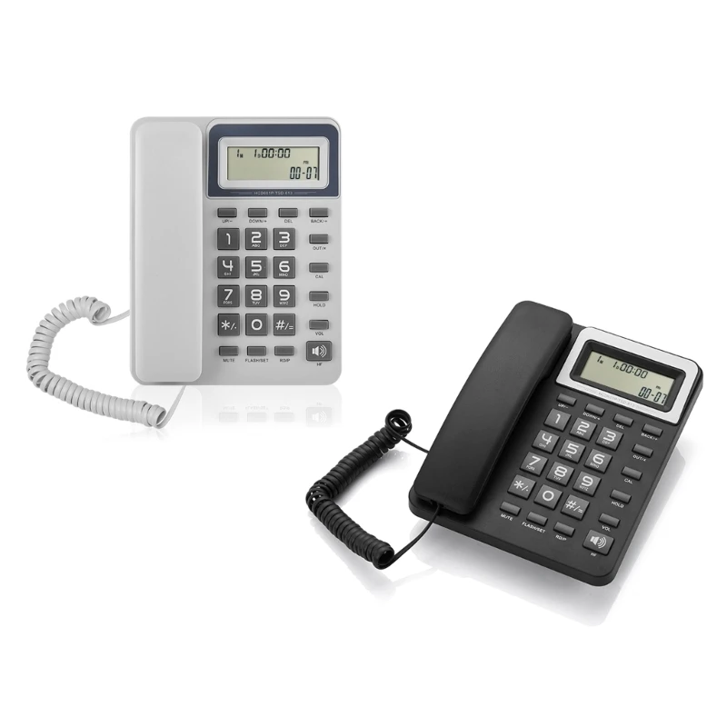 TSD813 Desktop Corded Landline Phone with LCD Display Call Calculator Functions for Home Office Hotels