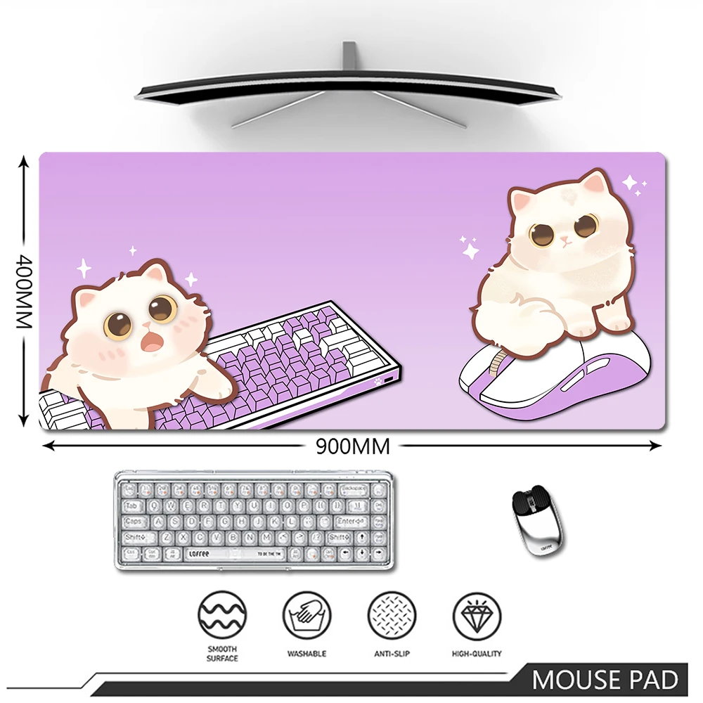 

Large Mouse Pad Cute Cat Mousepad Desk Mats Office Laptop Rubber Big Mouse Mat Non-Slip Rubber Table Carpet Keyboard Pads 100x50