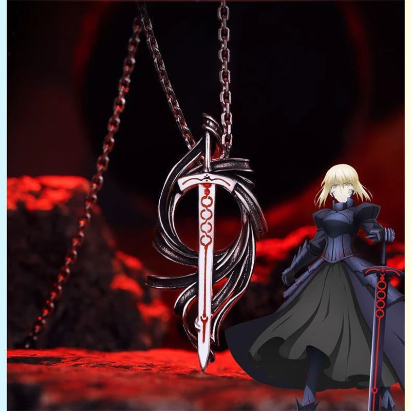 

Fate Stay Night Heaven's Feel Excalibur Morgan Saber Alter Necklace Anime FGO FSN Pendant For Women Men Jewelry Fans Gifts