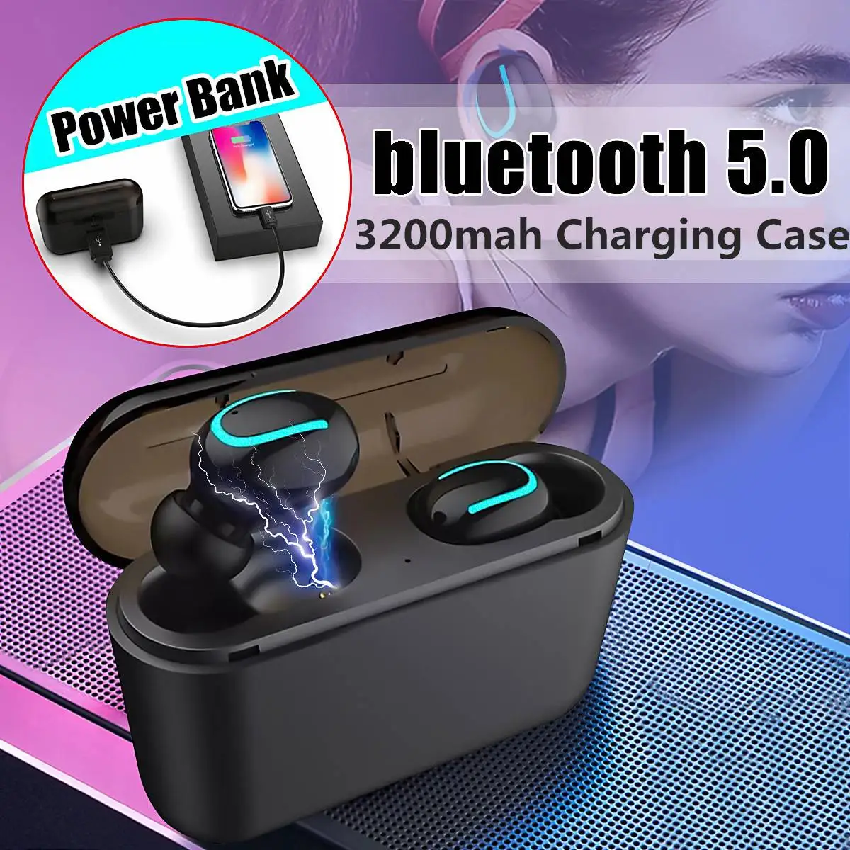 

LEORY Q32 Mini TWS Wireless bluetooth 5.0 Earphone 2200mAh Power Bank CVC8.0 Noise Cancelling Stereo Earbuds Waterproof Headset