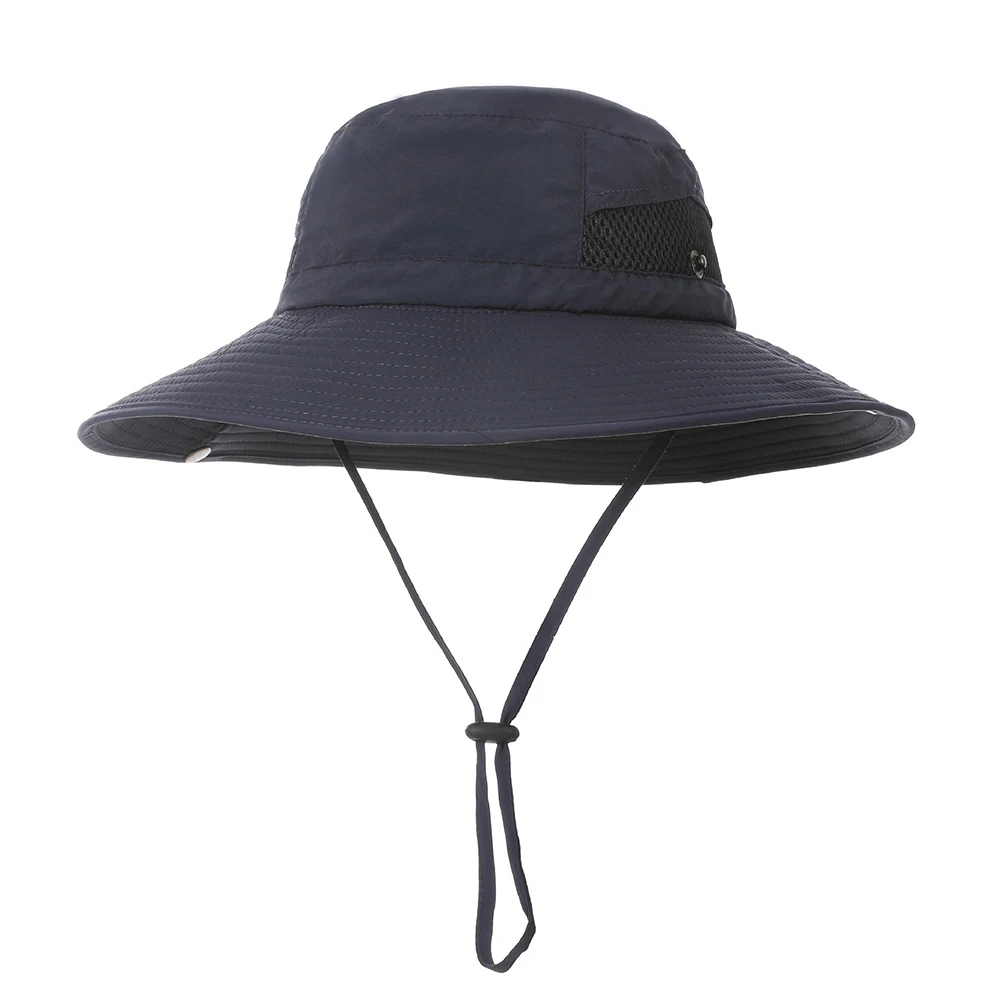 

Hat Men Summer Beach Cap Women Upf Sun Protection Big Brim With String Fisherman Outdoor Camping Climbing Holiday Accessory