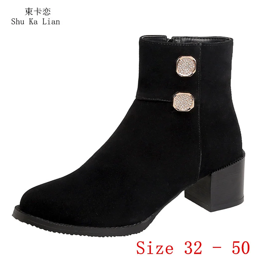 

Spring Autumn Women Ankle Boots 5 CM High Heel Shoes Woman Short Boots Ladies botas Small Plus Size 32 - 50
