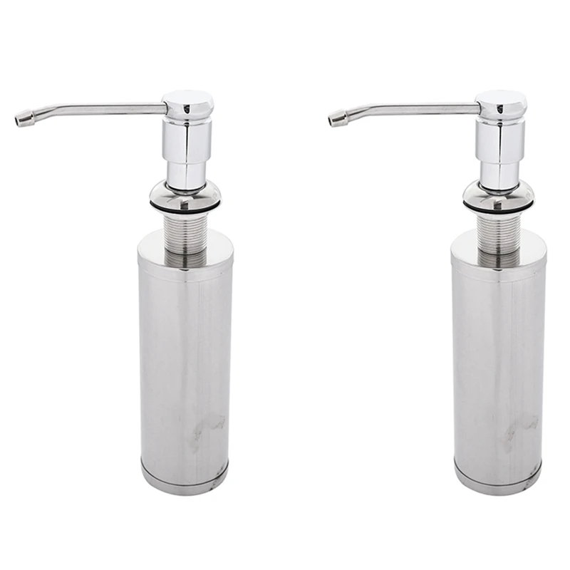 

2X Kitchen Sink Soap Dispenser, Built In Hand Soap Dispenser Pump In SUS304 Stainless Steel Chrome Finish