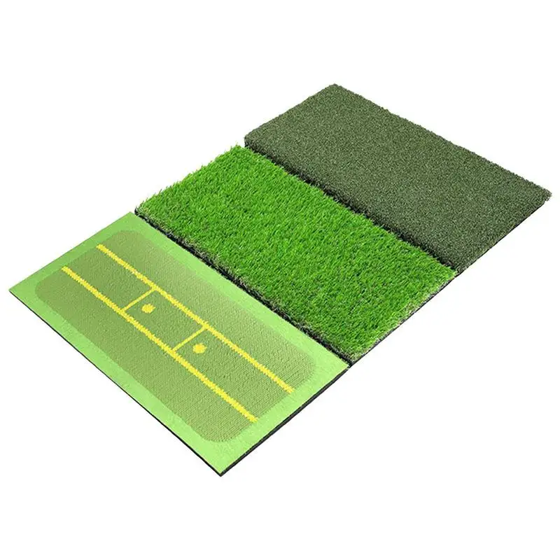 

Grass Mat For Golf Practice 3-in-1 Golf Club Practice Batting Mat Golf Practice Mat Training Aid With 3 Hitting Surfaces &