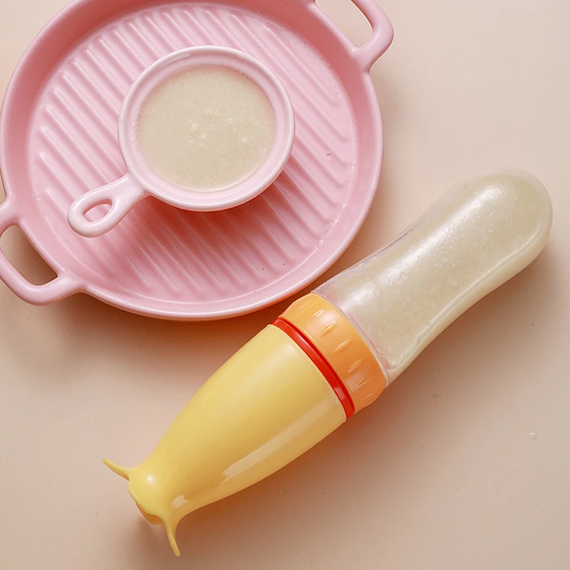 

Safe Newborn Baby Feeding Bottle Toddler Silicone Squeeze Feeding Spoon Milk Bottle Training Feeder Food Supplement Tools