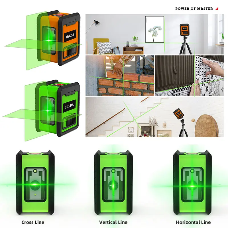 

Лазерный уровень с 2 линиями зеленого цвета, профессиональный нивелир с пересечением линий, самонивелирующийся нивелир с вертикальными и г...