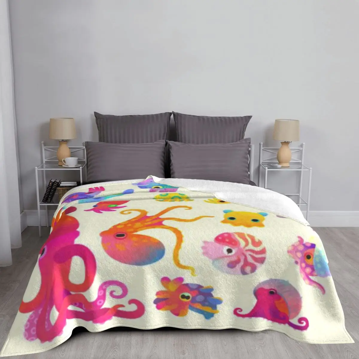 Цефалопод — пастельное ультрамягкое одеяло из микрофлиса