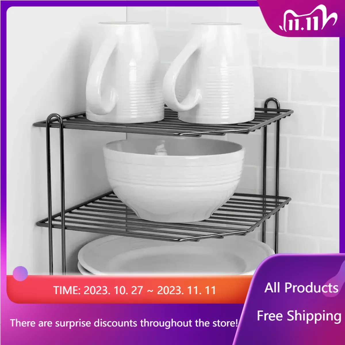 

Kitchen 3 Tier Corner Counter and Cabinet , Kitchen Organizer and Storage Container , Dish Drying Rack , Kitchen Fast Transporta