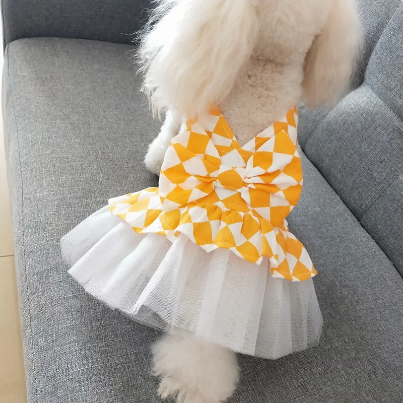 

Summer Pet Clothes Dog Dress Dog Skirt, Princess Puffy Bow Vest, Cool and Breathable Outdoor Pet Accessories Yorkshire Chihuahua