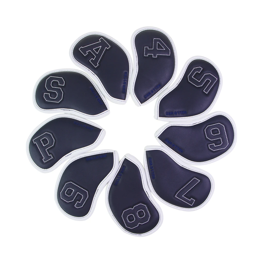 

9 Pcs Golf Club Covers Skull Head Cover Outdoor Sport Attachments PU Golfs Heads Protector Replacement for Dominant White