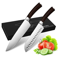 wood handle kitchen cutter 1 4116 stainless steel santoku cutter 8 inch superior quality sharp blade with storage case