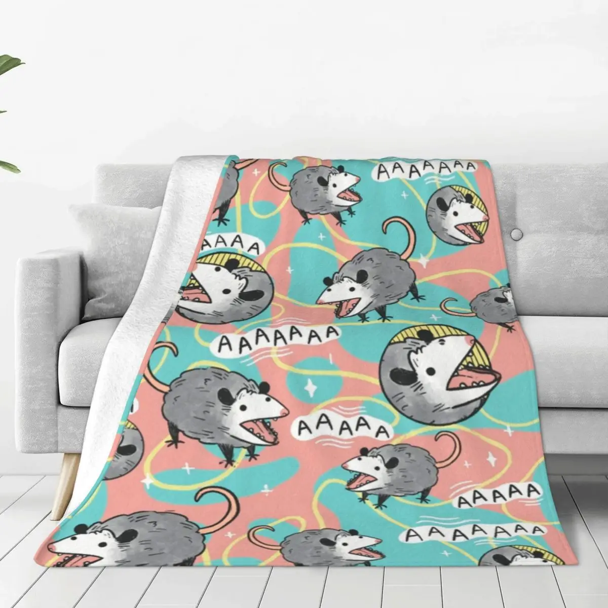 

Флисовые одеяла с рисунком Opossum, одеяла для дома, гостиницы, дивана, 200x150 см, плюшевое тонкое одеяло