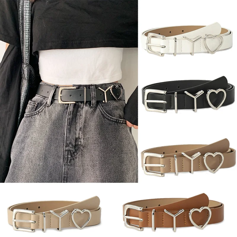Y2k Pu Leather Belt For Women Designer Alloy Buckle Waist Strap Youth Female Jeans Trouser Decorated Waistband