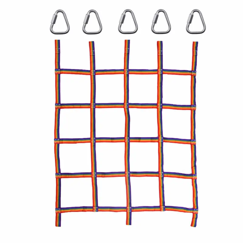 Outdoor Children Rainbow Climbing Net Rope Ladder Jungle Warrior Obstacle Courses Hanging Step Playground Climbing Training Wall