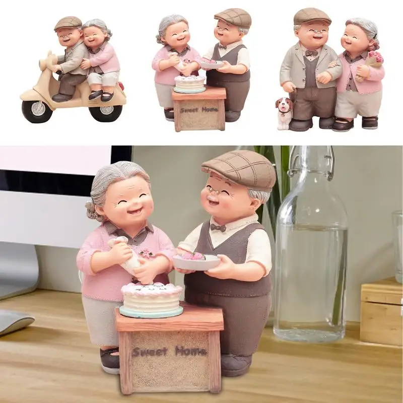 

Elderly Couples Resin Figurine Cute Wedding Anniversary Cake Topper Loving Elderly Couple in Car Statue Elderly Couples Ornament