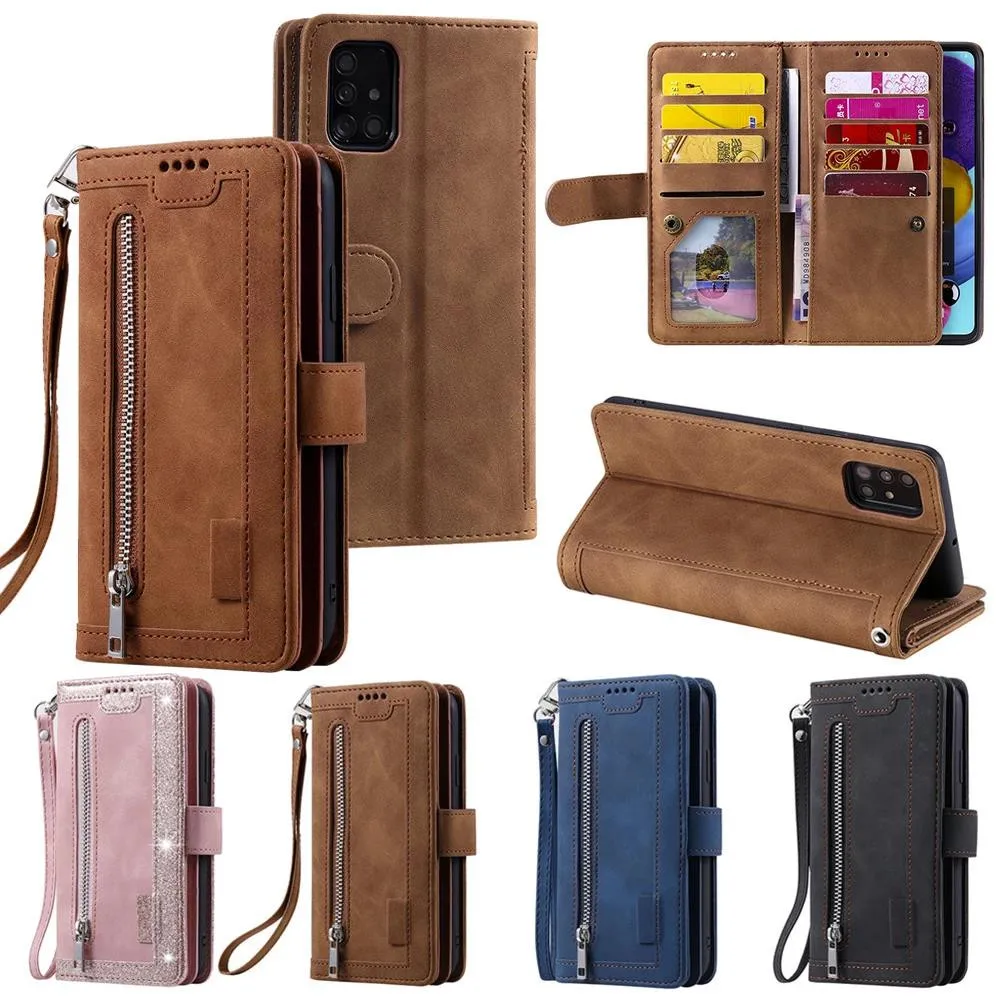 

Ultra Flip Leather A52 A72 A53 A33 A13 A32 A12 A71 A51 A50 Zipper Case For Samsung Galaxy S22 S21 S20 FE S10 S9 S8 Plus Cover