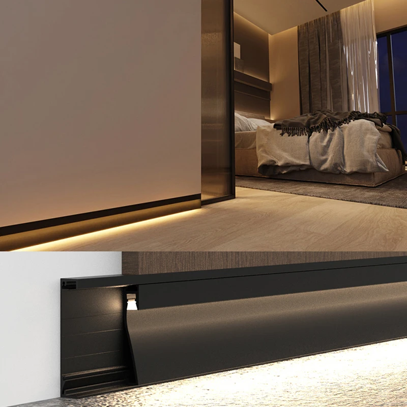 

1-10pcs/Lot 1M Led skirting line strip lamp Aluminum Profile with Corner Cover Baseboard Channel Aisle Wall Mount Decor Lighting