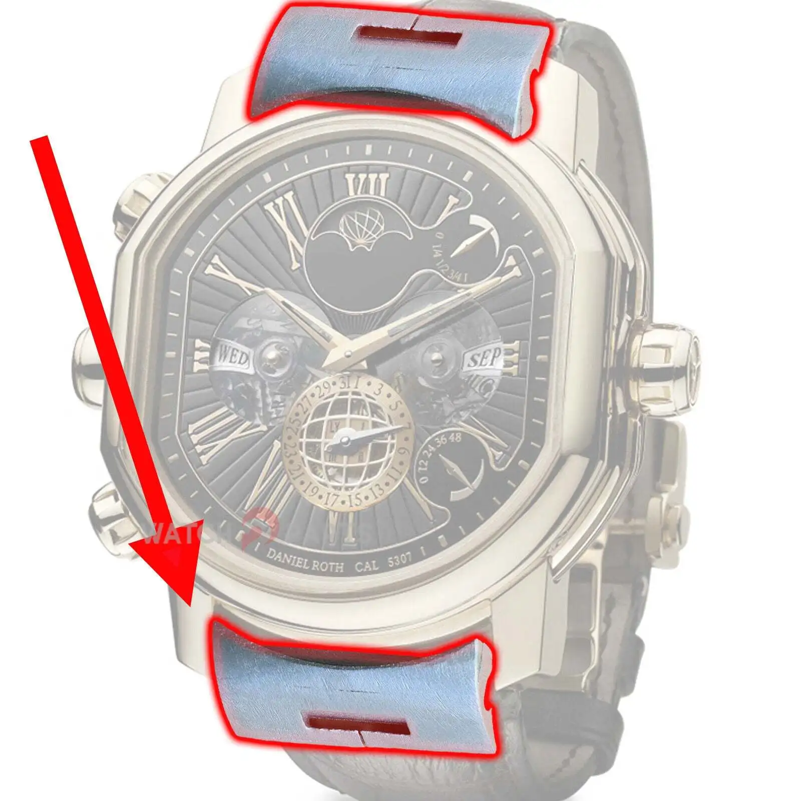 Кожаный ремешок для часов 18/21 мм внутри стального ремешка Bvlgari Bulgari