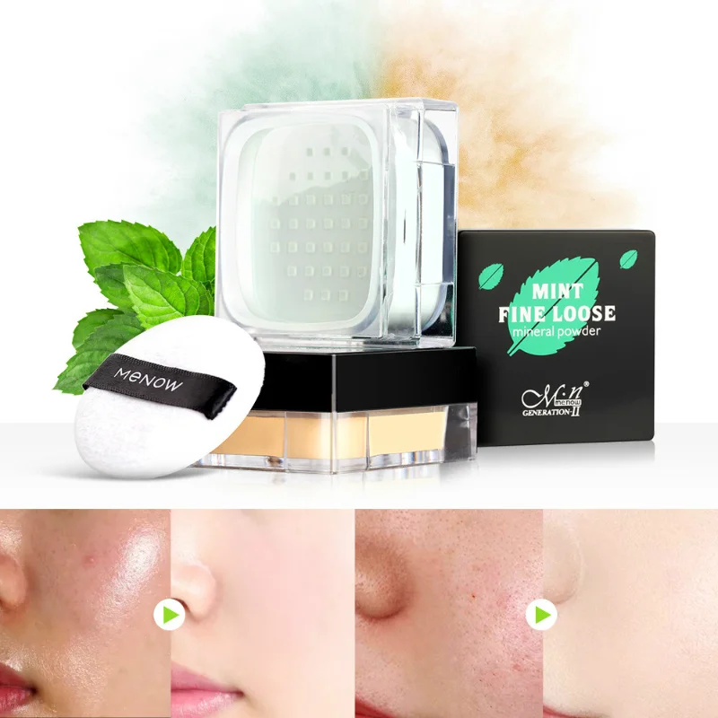 

New face powder Mint Loose Powder Control Oil Makeup Refreshing Cool Summer setting powder Facial makeup loose powder