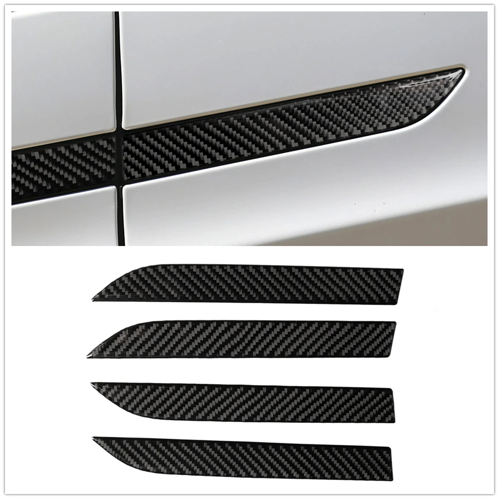 

4PCS Carbon Fiber Car Exterior Door Handle Sticker Panel Cover Trim Moulding Strip For Tesla Model X