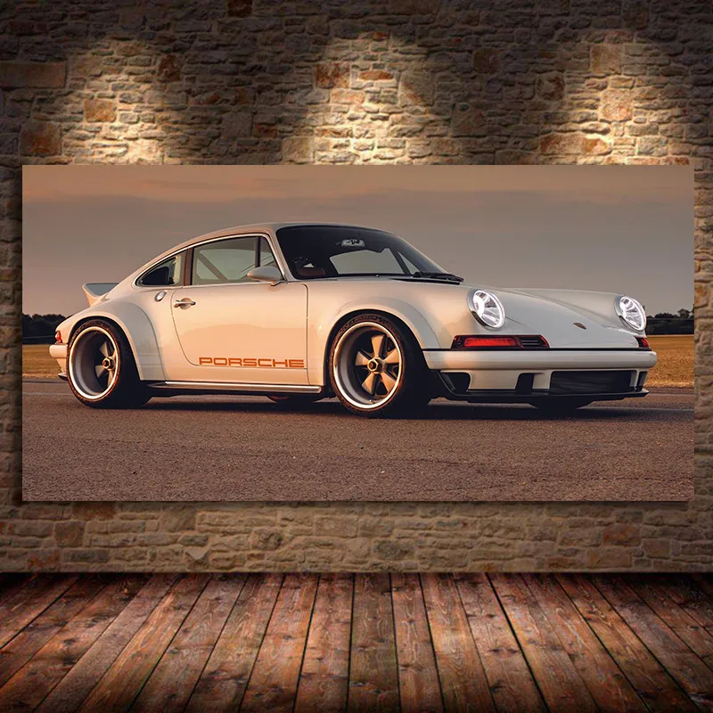 

Unframed Modern Art Decorative Paintings Supercars 911 White Car side view Wall Picture Canvas Posters Prints Bedroom Home Decor
