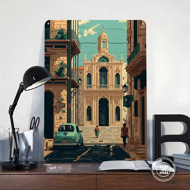 Фото Металлический 3D-постер Lecce Pixel Art с индивидуальным текстом, винтажные жестяные таблички для декора игровой комнаты, украшения для дома мужчин №2