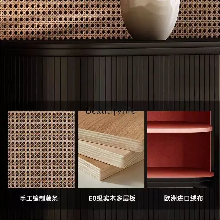 Входной шкаф во французском ретро-стиле из массива дерева ротанговый обеденный