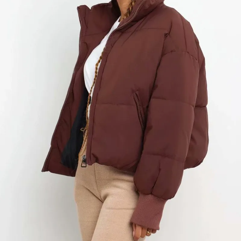 2021 Za Women Casual Solid Zipper Baseball Parkas Autumn Winter Female Fashion O Neck Streetwear Long Sleeve Bomber Jacket Parka
