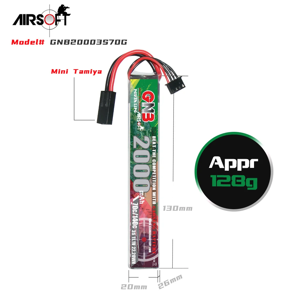 Gaoneng GNB 3S 11.1V 2000mAh 70C Mini Tamiya LiPo Battery
