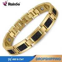 rainso 2021 bio energy health stainles steel bracelet bangle plated magnetic health care bracelet for men jewelry new fashion