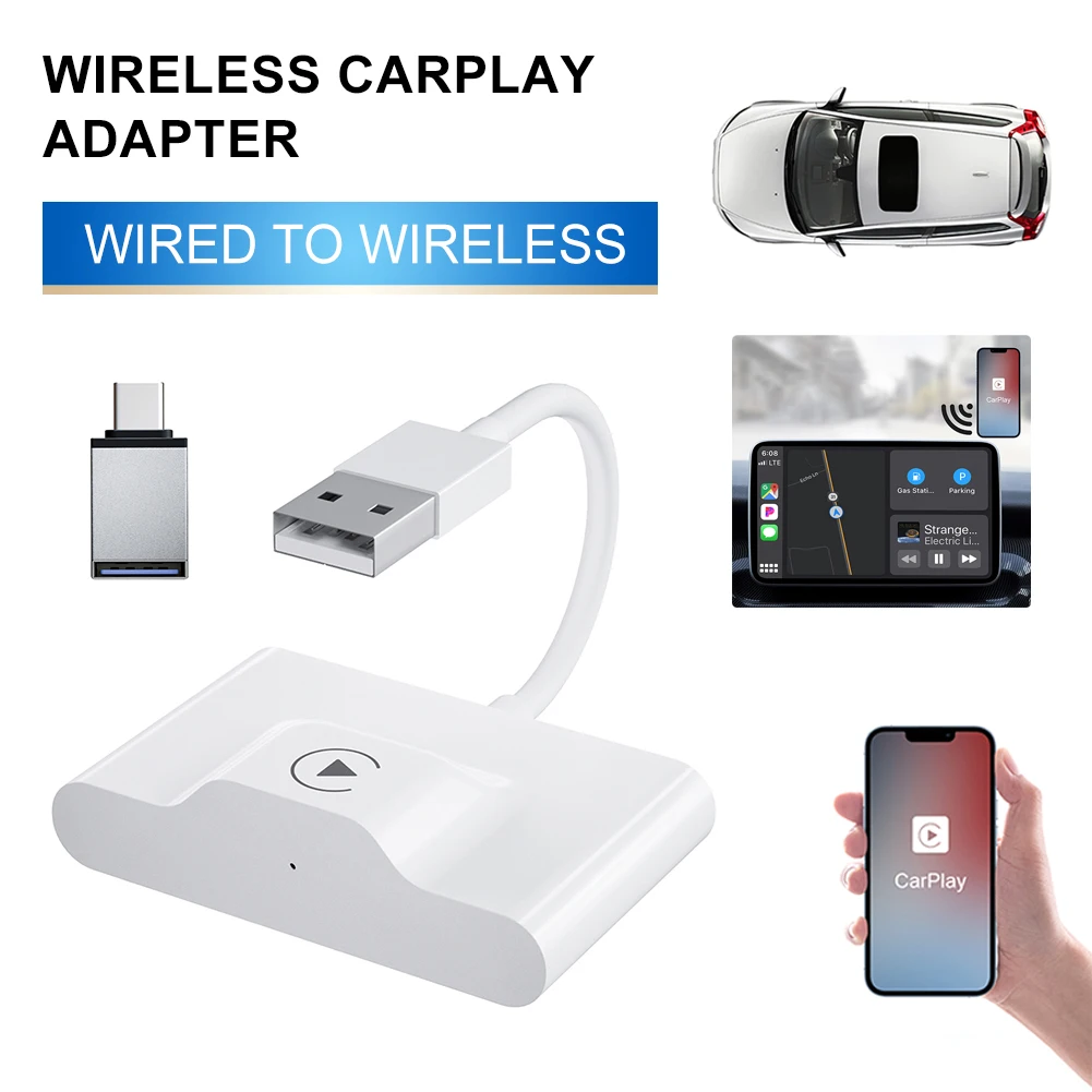 

Wireless CarPlay Adapter Plug and Play Wired to Wireless Dongle for iPhone Apple CarPlay 2.4G&5G WiFi Auto Pairing OTA Upgrade