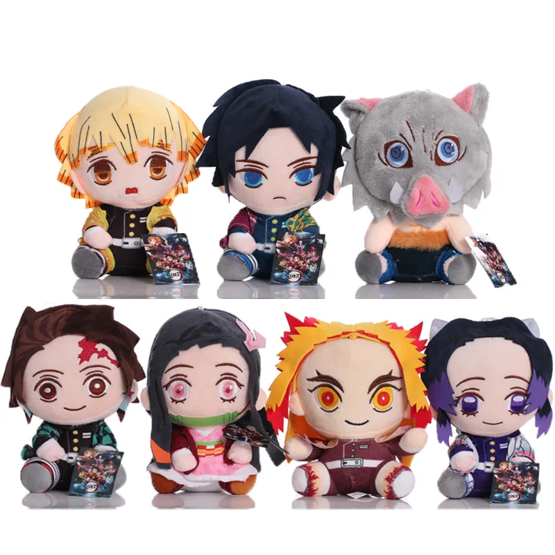 

20cm Japan Anime Demon Slayer Doll Kimetsu No Yaiba Kamado Tanjirou Nezuko Zenitsu Kyoujurou Figurine Plush Kids Toy Gift