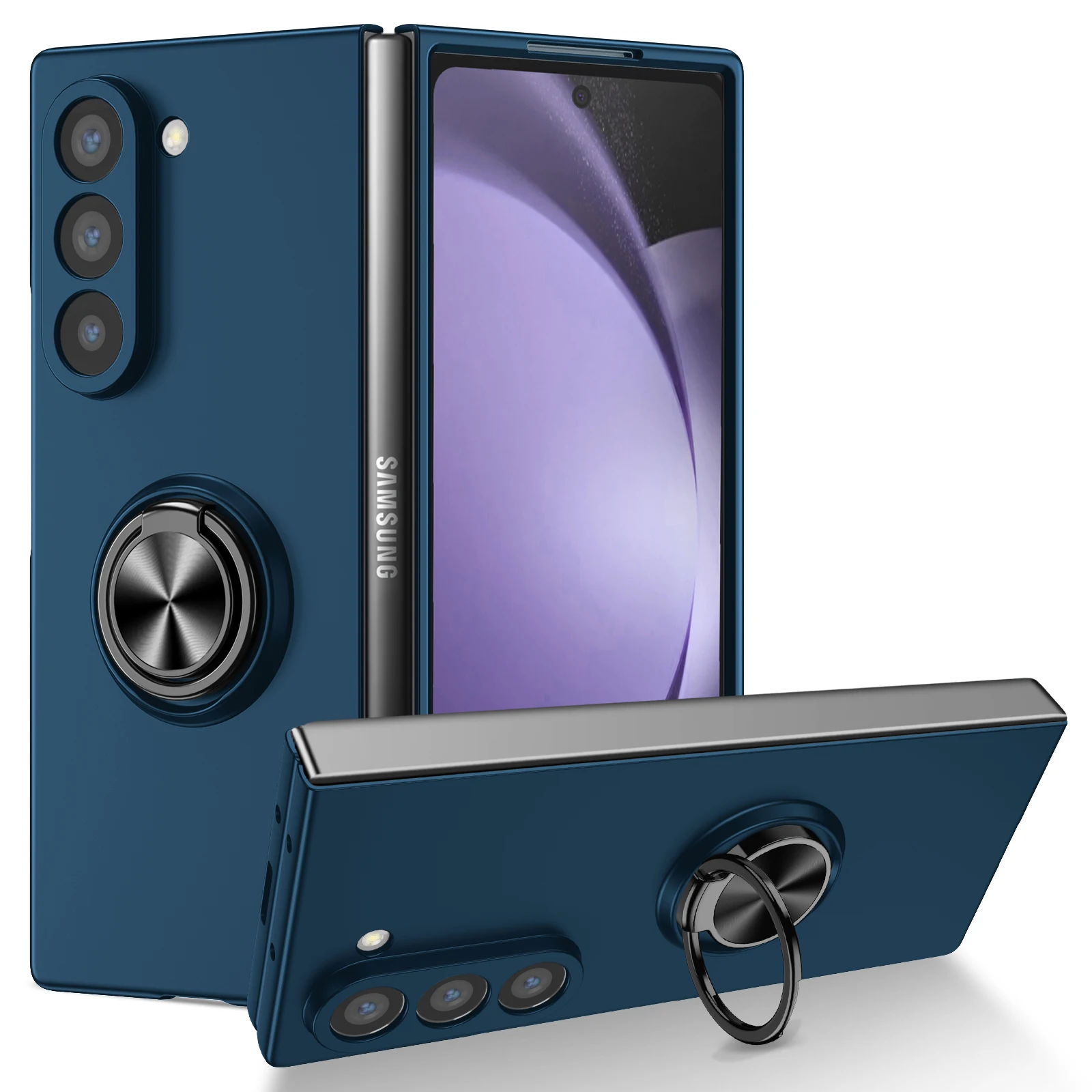 Пластиковый чехол для телефона с магнитным кольцом Samsung Galaxy Z Fold 6 5 4 3 Fold6 Fold5 Fold4 Fold3