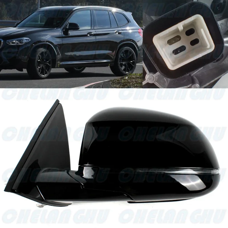 

Для BMW X3 G01 G08 2018 2019 2020 2021 левая сторона 5 контактов черная окрашенная регулировка мощности слепых зон памяти силовое складное зеркало в сборе