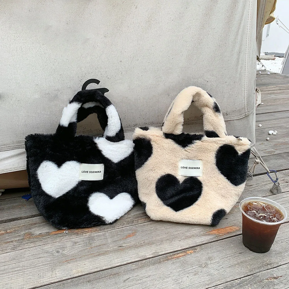 

Simple Design Women Soft Plush Handbags Autumn Winter Furry Ladies Clutches Purse Handbags Fashion Female Shopping Totes Bags