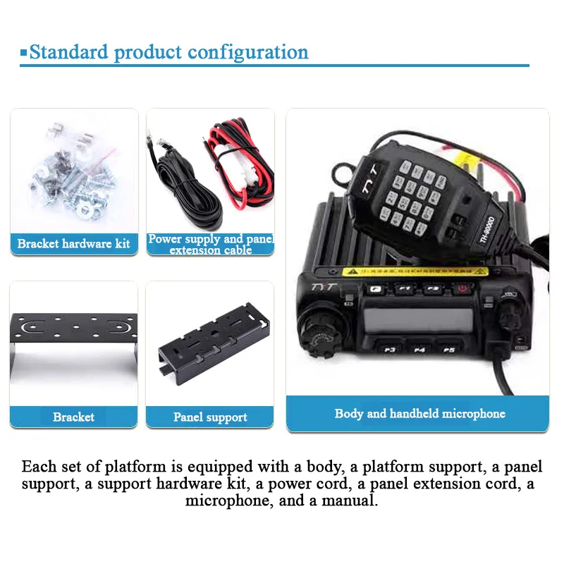 TYT TH-9000D Car Mobile Transceiver 60W VHF 2M 144-148MHz Ham Radio 2 Way Radio with USB Programming Cable, Black